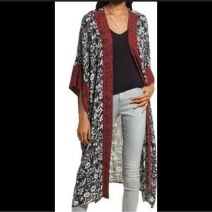 Treasure & Bond Nordstrom Border Print Duster Open Front Cardigan, One Size